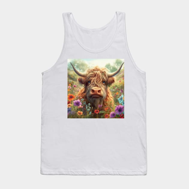 Highland Cow Tank Top by TooplesArt